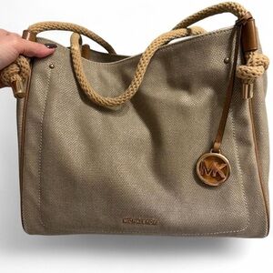 Michael Kors Beige Tote with Gold Accents